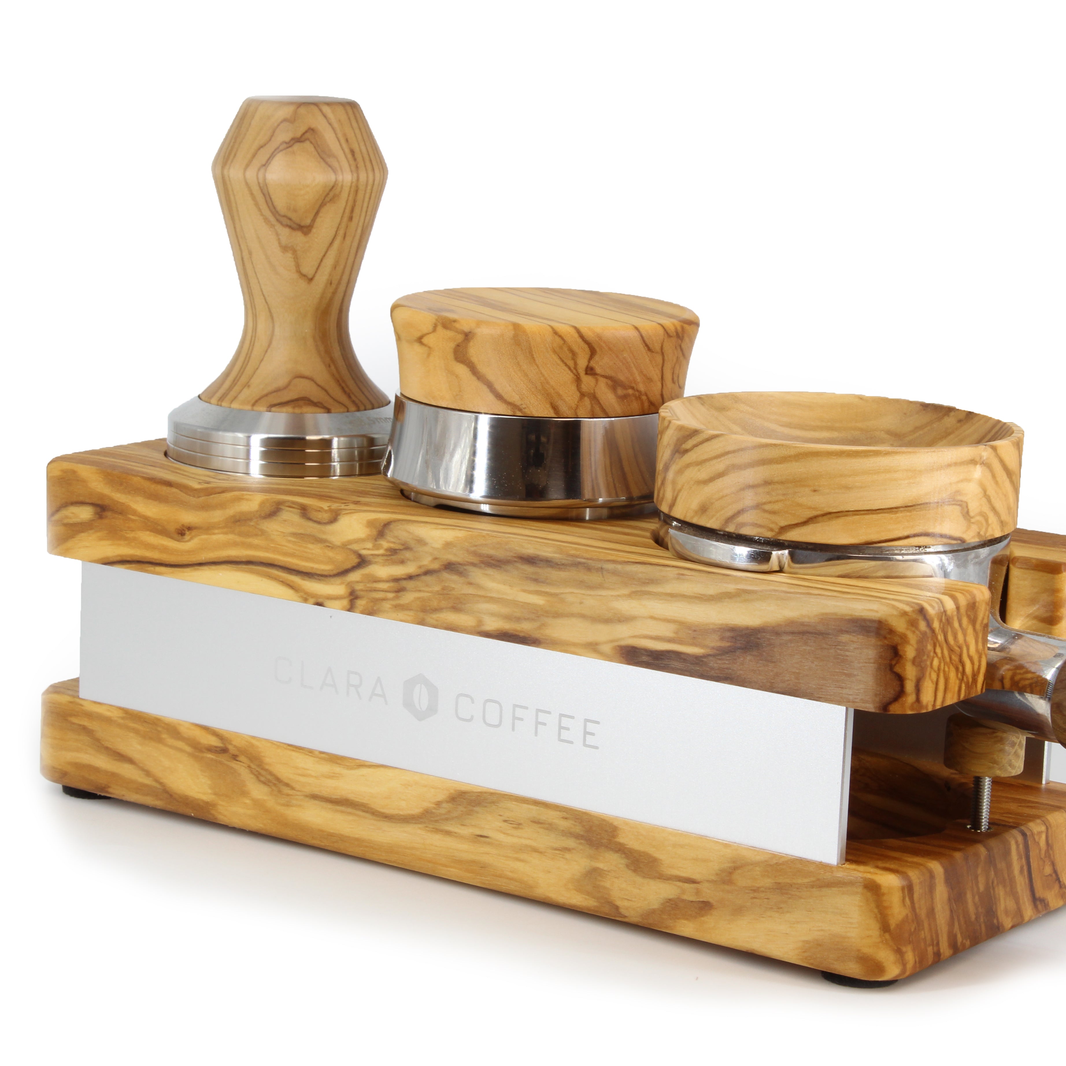 Tamperstation 58mm aus Olivenholz in Deutschland produziert