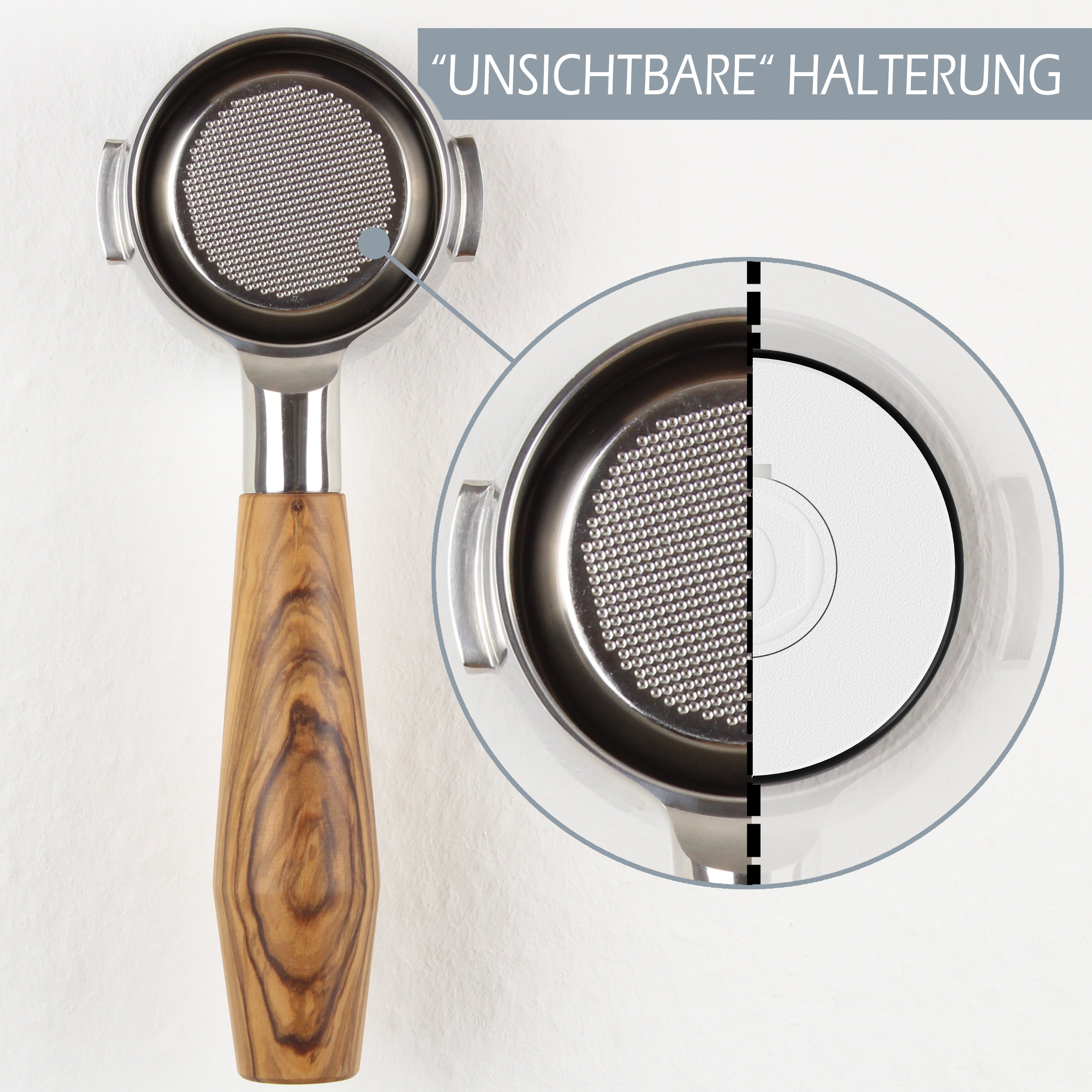 Wandhalterung Siebträger 58mm "unsichtbar"