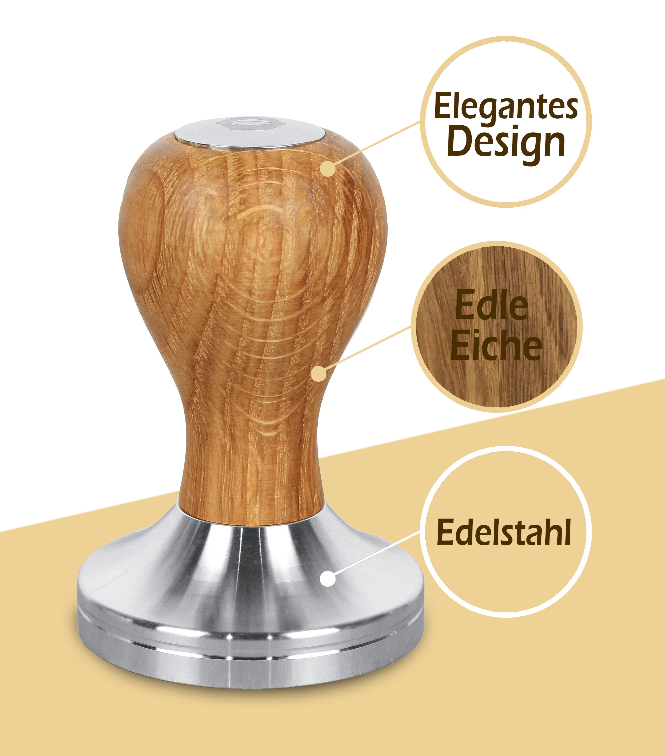 Tamper aus Eiche in 51mm, 54mm & 58.5mm