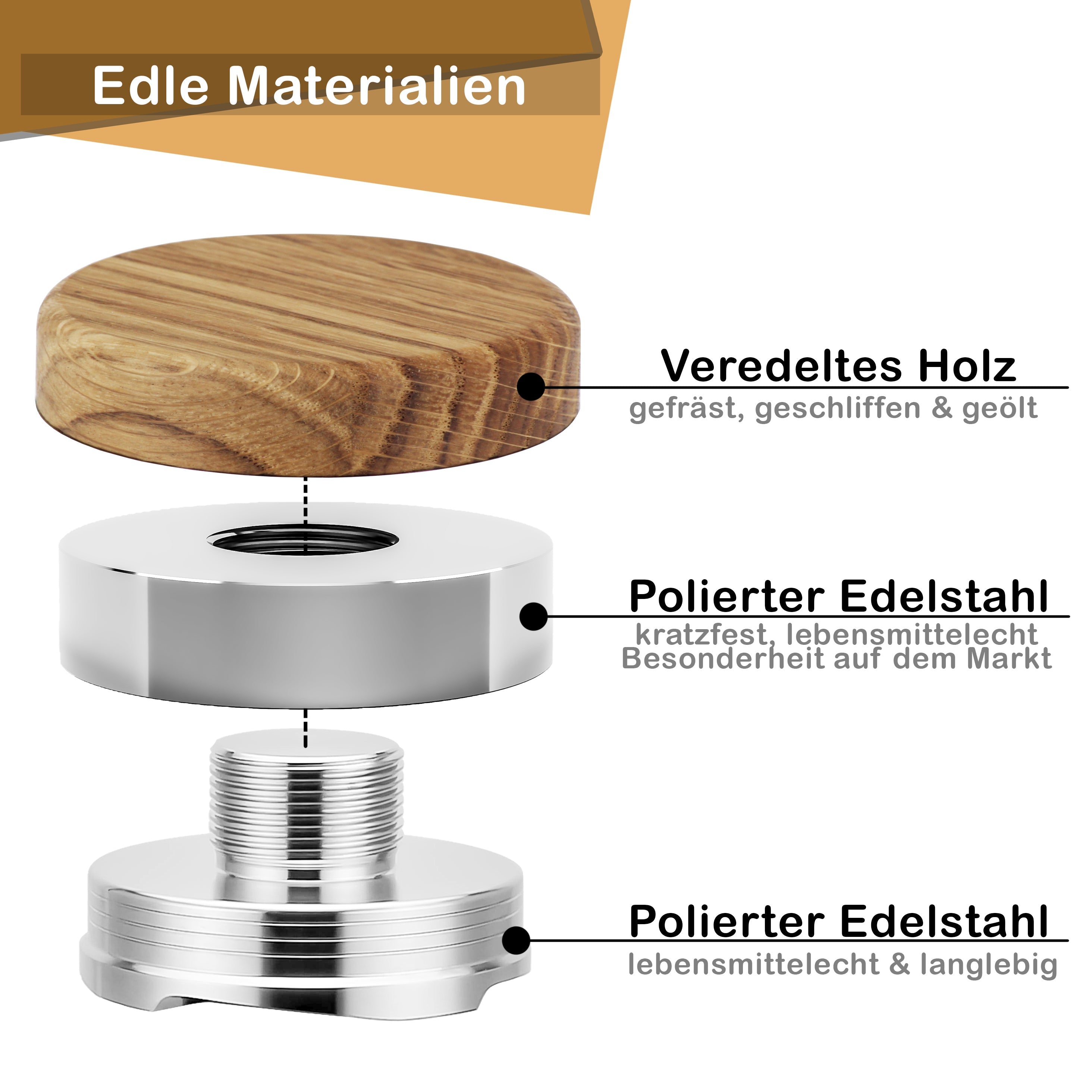 B-Ware Distributor 58mm & 58.5mm aus Eiche für perfekte Extraktion des Espressos