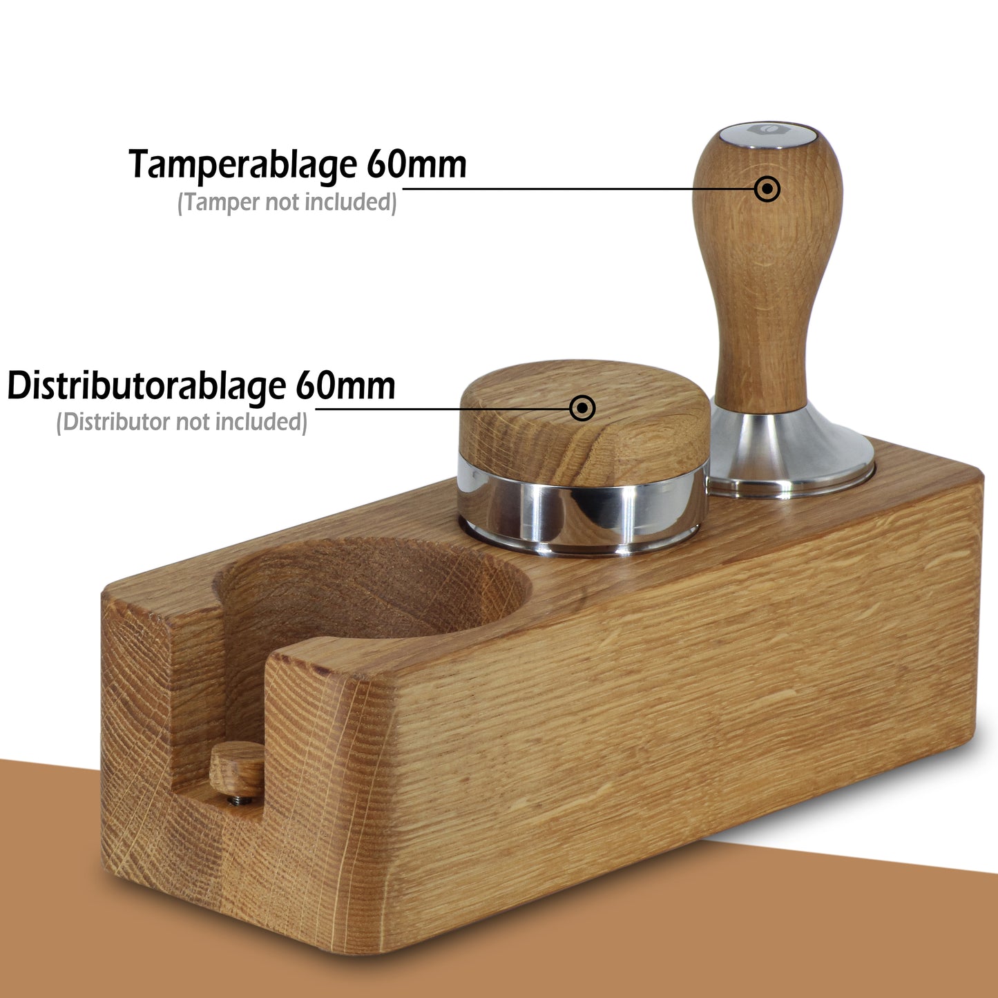Tamperstation 58mm mit Tamper und Distributor Ablage