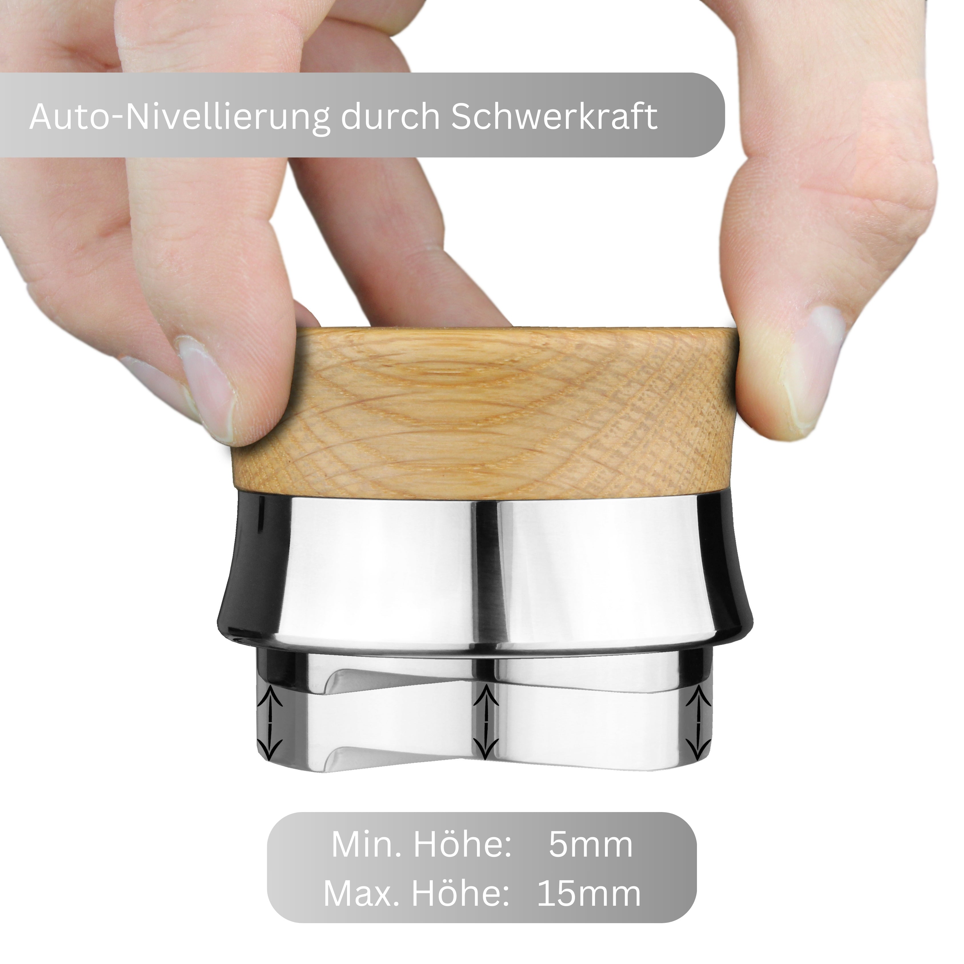 Distributor Gravity 58.5mm aus Eiche für perfekte Extraktion des Espressos