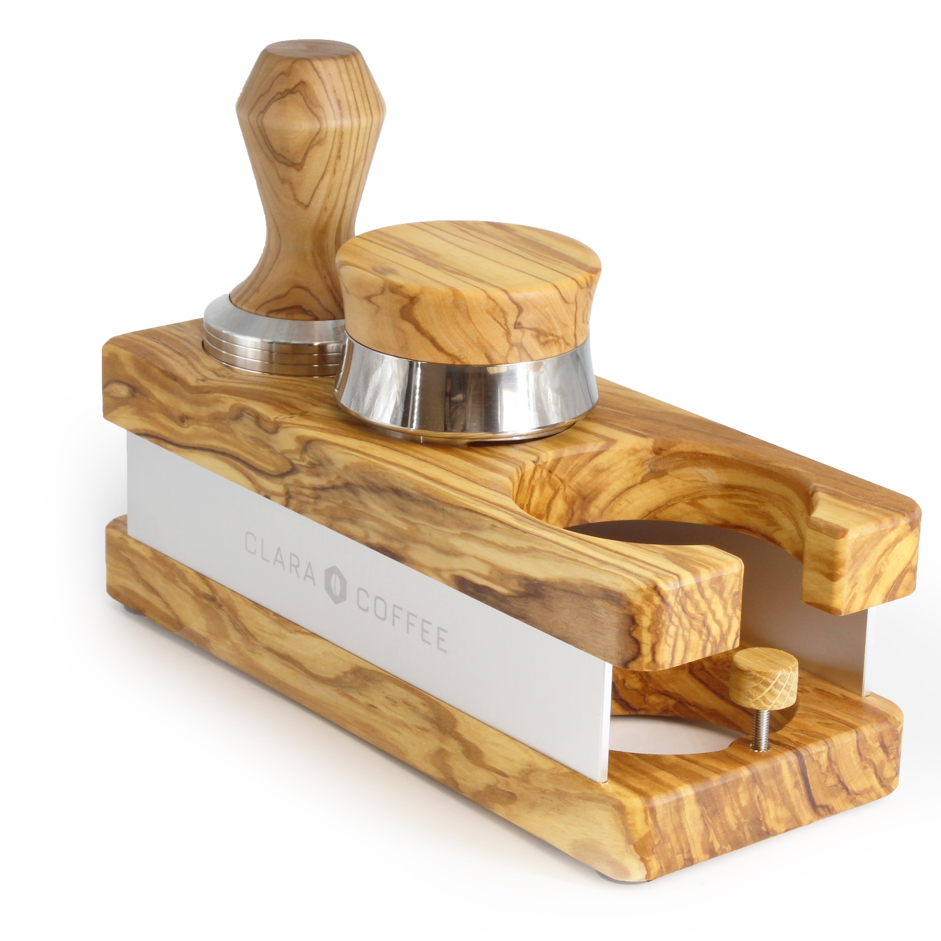 Tamperstation 58mm aus Olivenholz in Deutschland produziert