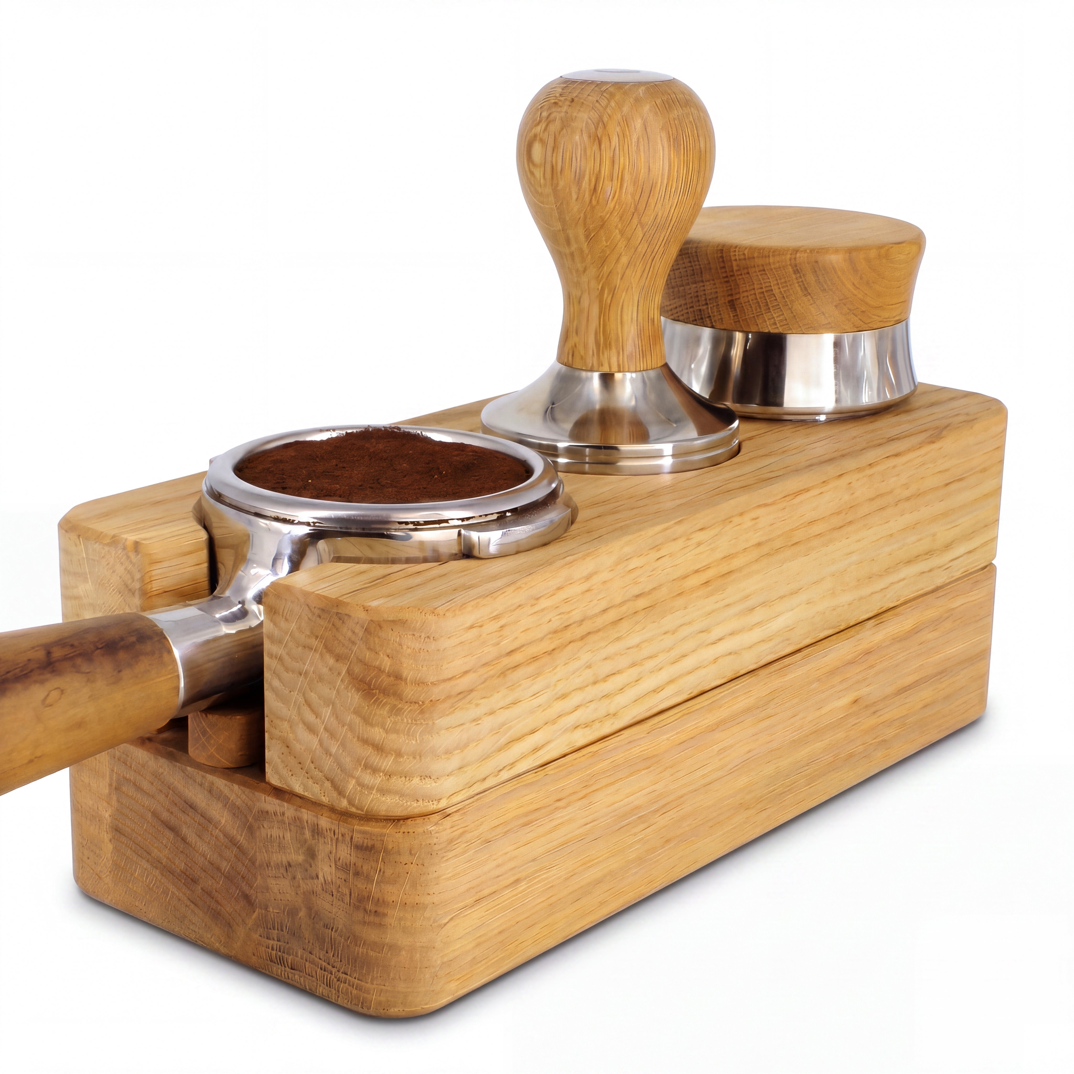 Tamperstation 58mm mit Tamper und Distributor Ablage